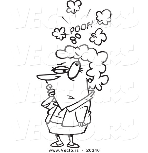 Vector of a Cartoon Woman Confused over Someone Fleeting - Coloring Page Outline