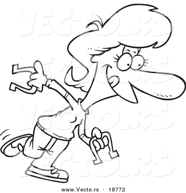 Vector of a Cartoon Woman Playing Horseshoes - Outlined Coloring Page