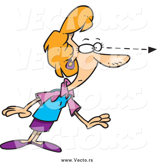 Vector of a Cartoon Woman Spacing out or Staring