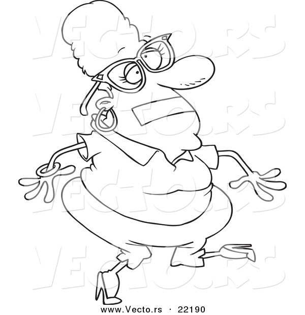 Vector of a Cartoon Woman with Tape over Her Mouth - Outlined Coloring Page