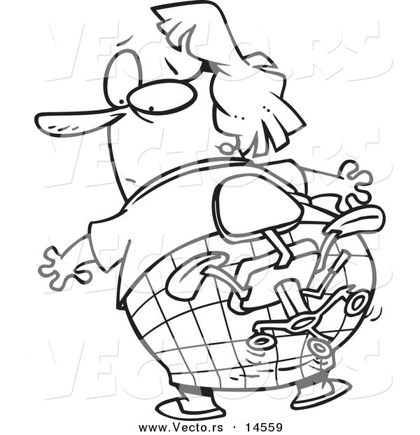 Vector of a Cartoon Woman's Butt Stuck in a Chair - Coloring Page Outline