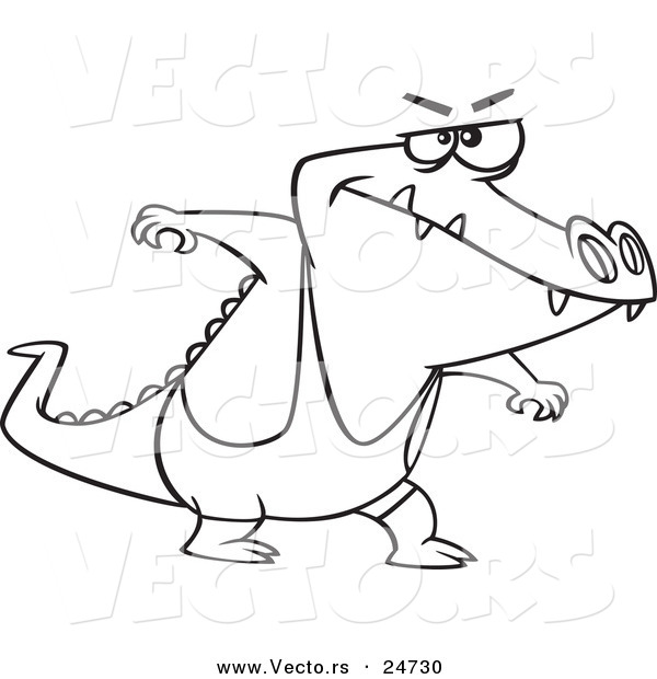 Vector of a Cartoon Wrestler Alligator - Outlined Coloring Page