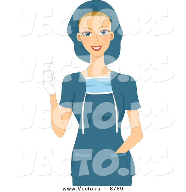 Vector of a Caucasian Female Surgeon Holding a Thumb up