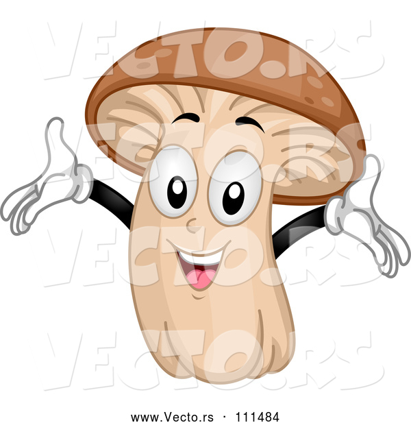 Vector of a Cheering Cartoon Mushroom Character