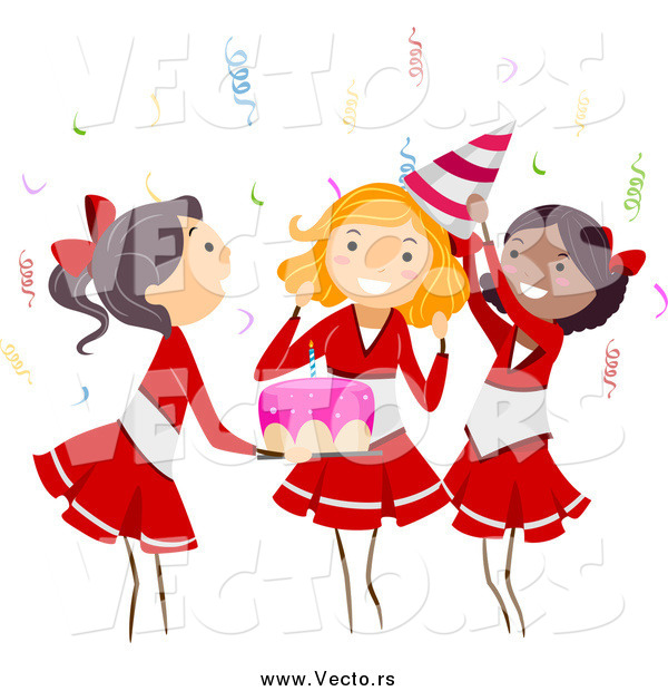 Vector of a Cheerleader Themed Teenager Birthday Party