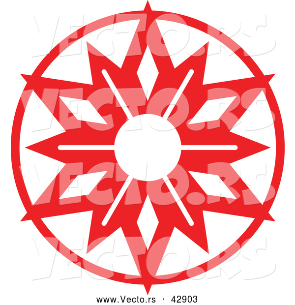 Vector of a Christmas Snowflake in Red Circle
