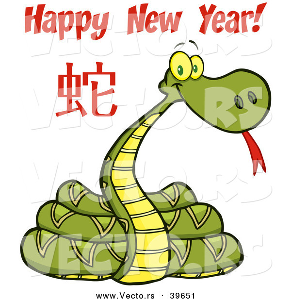 Vector of a Coiled Cartoon New Year 2013 Snake