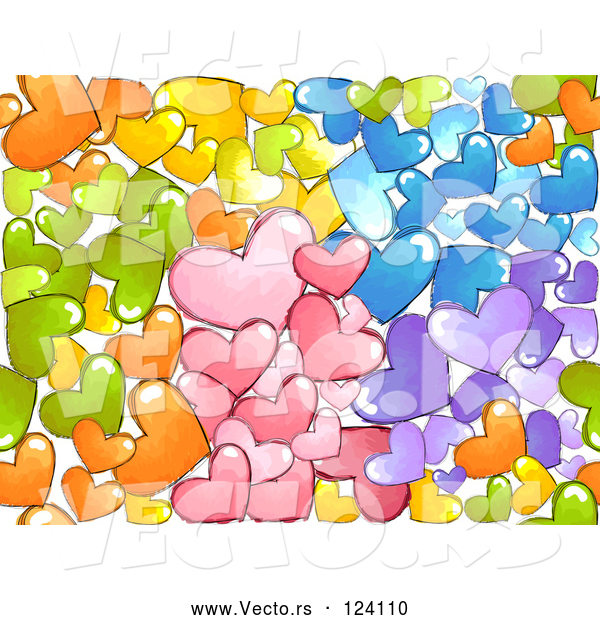 Vector of a Colorful Doodled Love Hearts Seamless Background
