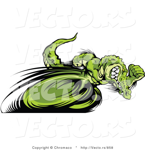 Vector of a Competitive Alligator Mascot Racing - Cartoon Design