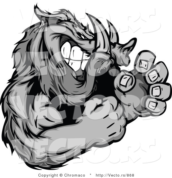 Vector of a Competitive Boar Mascot in Fighting Stance While Gritting Teeth - Cartoon Styled
