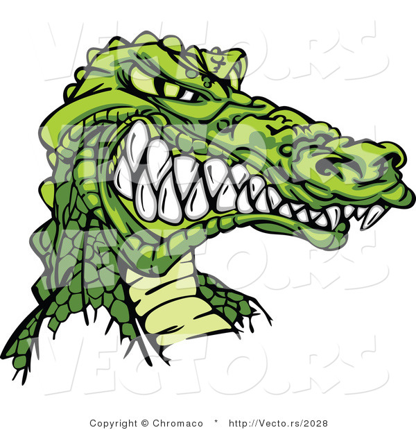 Vector of a Competitive Cartoon Alligator Mascot Grinning with Intimidating Eyes