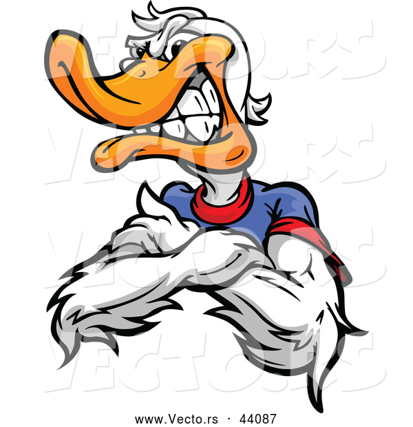 Vector of a Competitive Cartoon Duck Mascot Posing Aggressively