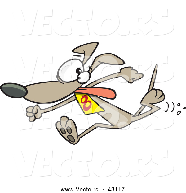 Vector of a Competitive Cartoon Greyhound Dog Racing at the Track
