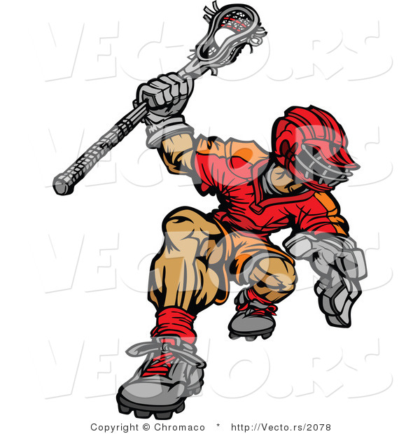 Vector of a Competitive Cartoon Lacrosse Player