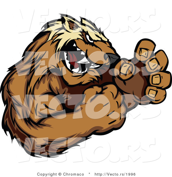 Vector of a Competitive Cartoon Wolverine Mascot in Fighting Stance While Growling Aggressively