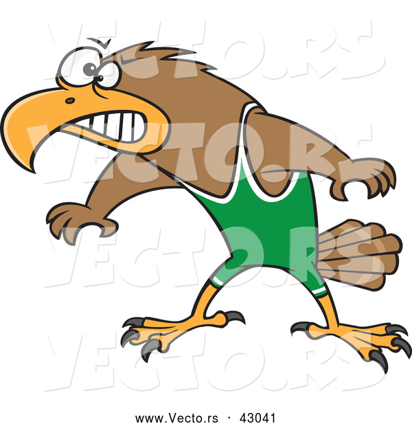 Vector of a Competitive Cartoon Wrestler Hawk Prepared to Fight