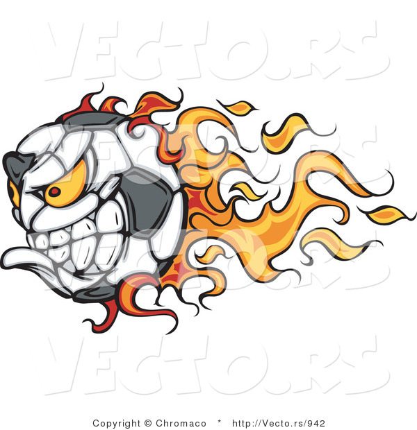 Vector of a Competitive Flaming Soccer Ball Mascot Character