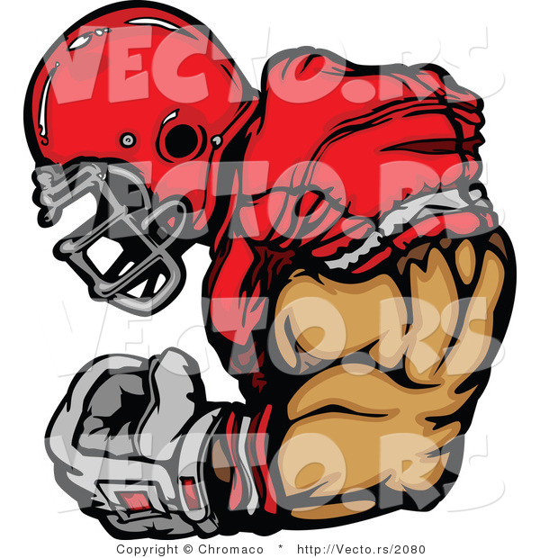 Vector of a Competitive Football Player Flexing Strong Arm Muscles