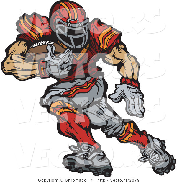 Vector of a Competitive Football Player Looking Back While Running Forward with Ball