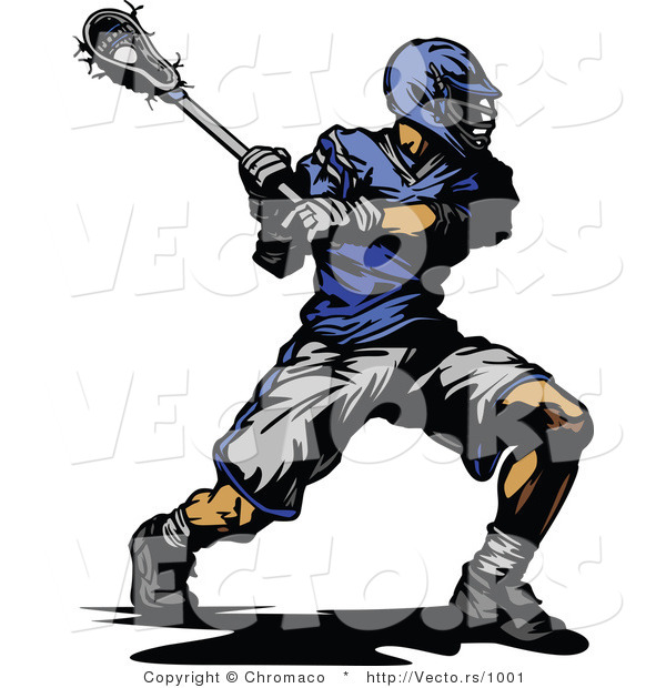 Vector of a Competitive Lacrosse Player Swinging Stick