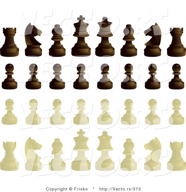 Vector of a Complete Set of Black and White Chess Pieces