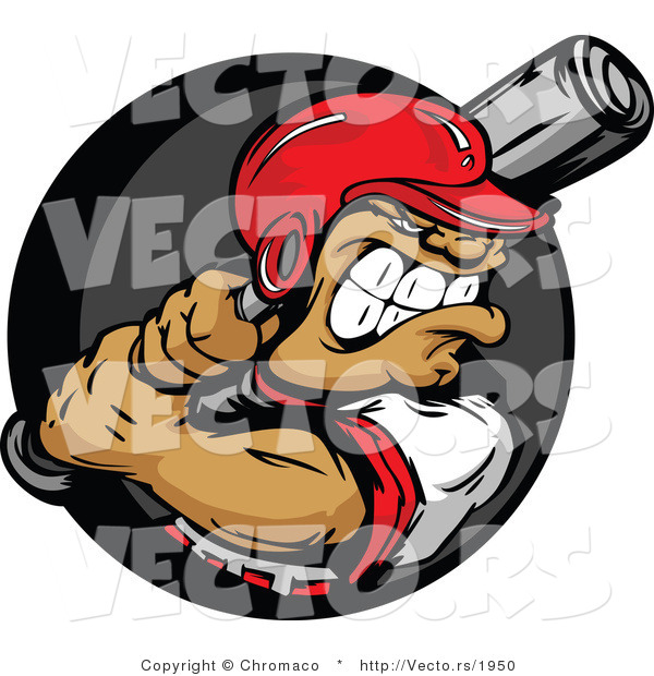 Vector of a Confident Baseball Athlete Preparing to Swing a Bat at Ball