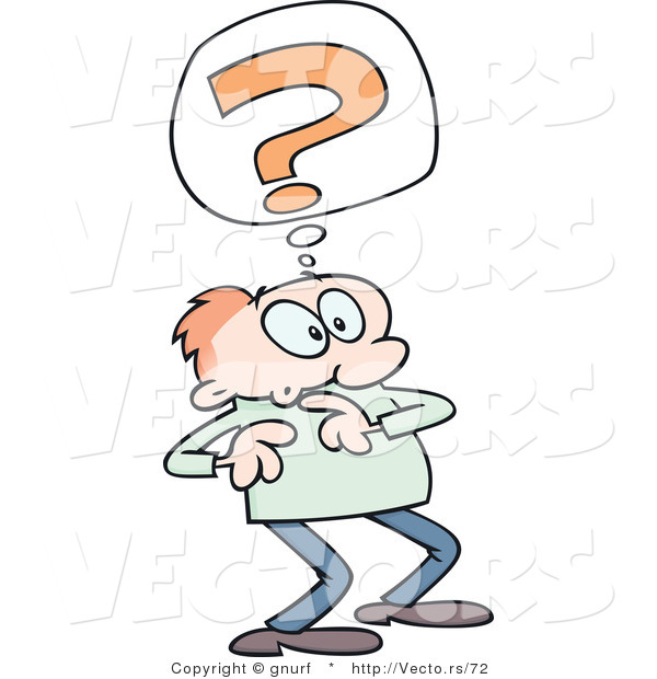Vector of a Confused Cartoon Man with Question Mark