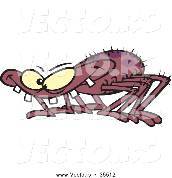Vector of a Creepy Cartoon Spider with Human Teeth and Eyes
