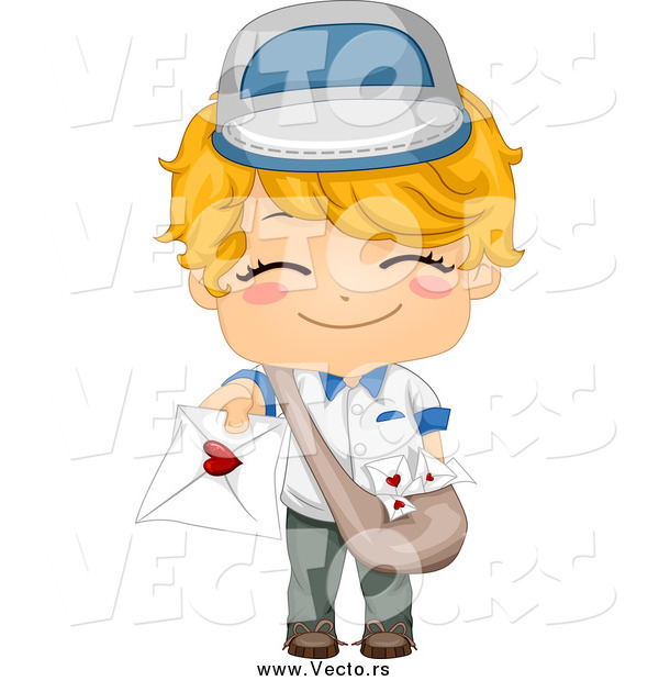 Vector of a Cute Blond Boy Deliverying a Love Letter