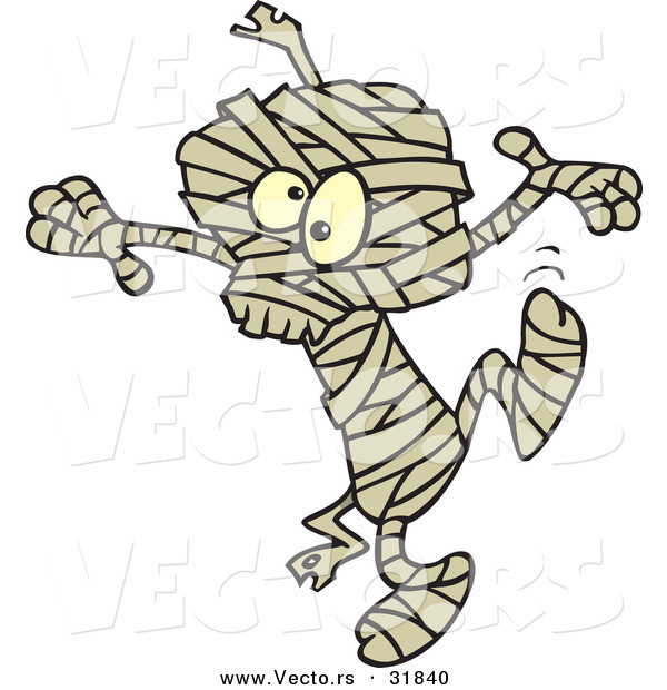 Vector of a Dancing Cartoon Mummy on Halloween