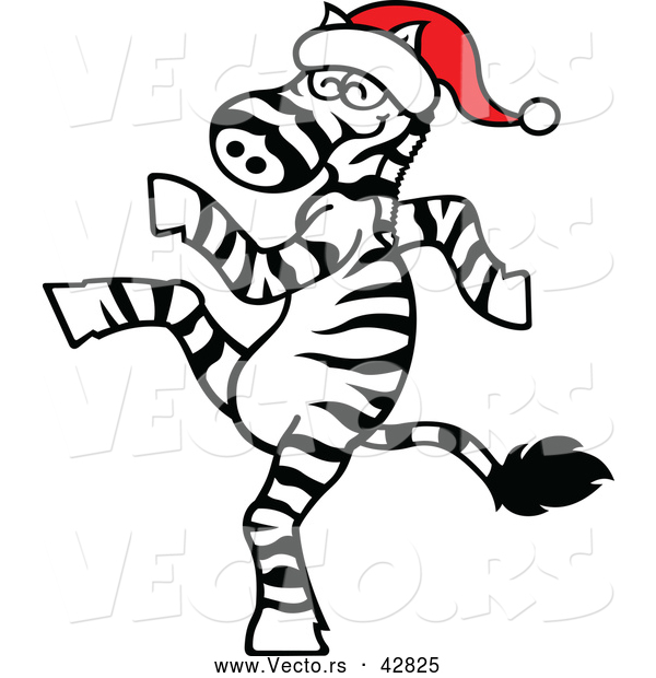 Vector of a Dancing Cartoon Santa Zebra