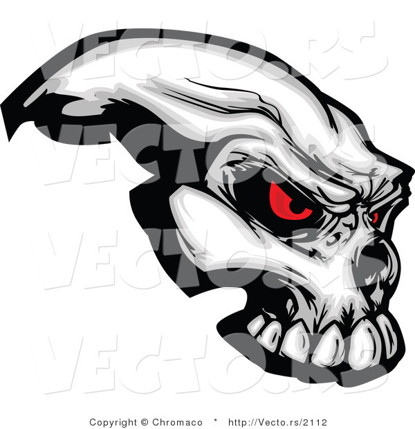 Vector of a Demonic Skull Staring with Intimidating Red Eyes