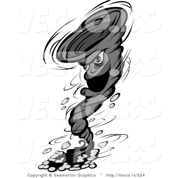 Vector of a Destructive Cartoon Tornado Character