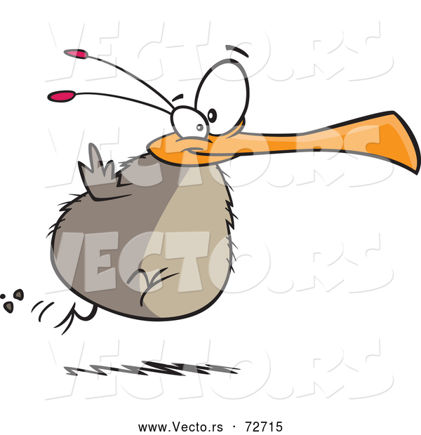 Vector of a Determined Cartoon Chubby Flightless Bird Trying to Fly
