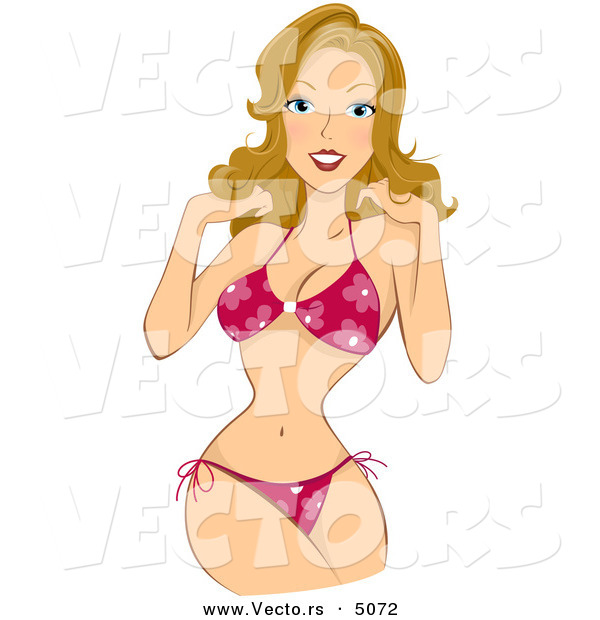 Vector of a Dirty Blond Girl Wearing a Dark Pink Bikini Outside