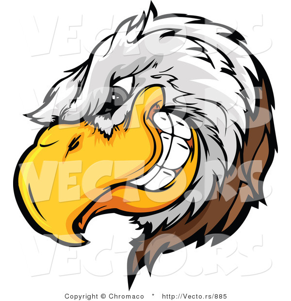 Vector of a Dominant Bald Eagle Mascot Grinning with Intimidating Evil Eyes