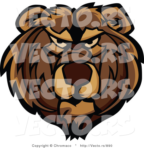 Vector of a Dominant Bear Mascot with Aggressive Look on His Face