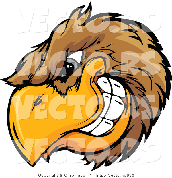 Vector of a Dominant Cartoon Golden Eagle Mascot Grinning with Intimidating Eyes