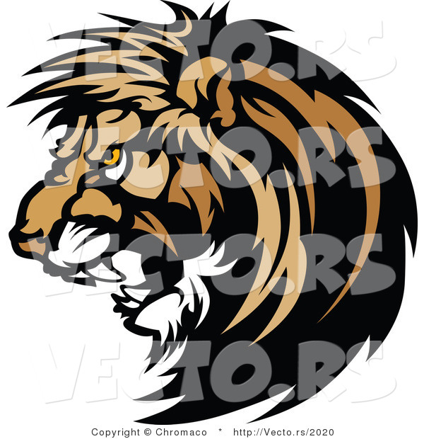 Vector of a Dominant Male Lion Mascot Growling While Staring with Intimidating Eyes