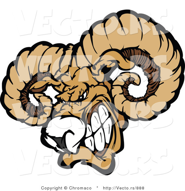 Vector of a Dominant Ram Mascot Gritting Teeth and Preparing to Charge