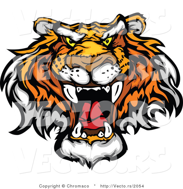 Vector of a Dominant Tiger Growling - Cartoon Mascot Design
