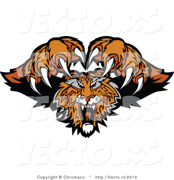 Vector of a Dominant Tiger Mascot Attacking with Fangs and Claws out