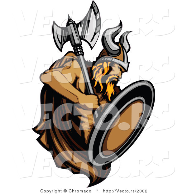 Vector of a Dominant Viking Warrior with Axe and Shield