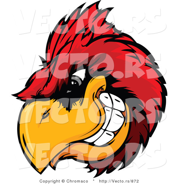 Vector of a Dominate Cartoon Cardinal Mascot with Intimidating Eyes While Gritting Teeth