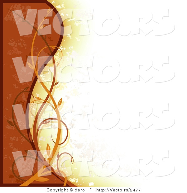 Vector of a Earth Toned Orange Border Background with Waves and Vines