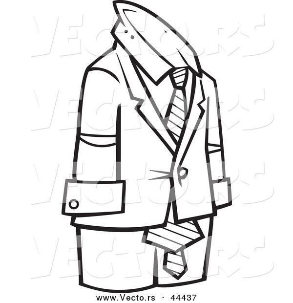 Vector of a Empty Cartoon Business Man Suit - Coloring Page Outline
