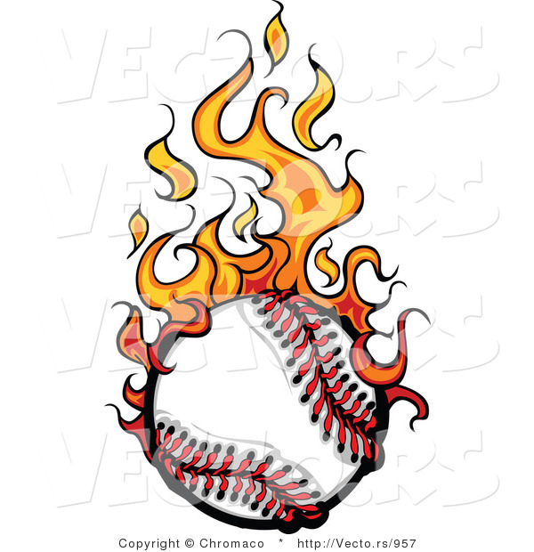 Vector of a Fast Baseball on Fire