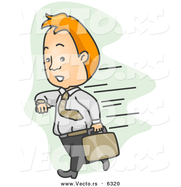 Vector of a Fast Business Man Checking His Watch, over Green