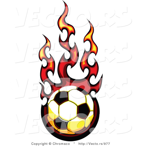 Vector of a Fast Soccer Ball Engulfed in Flames