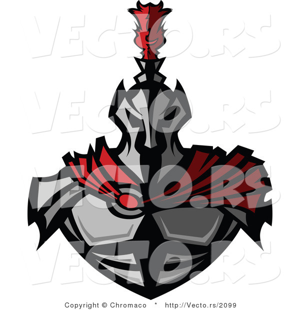 Vector of a Fearsome Knight Wearing Metal Armor and a Red Cape